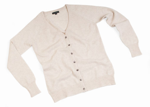 Ladies Cashmere V-Neck in Oatmeal