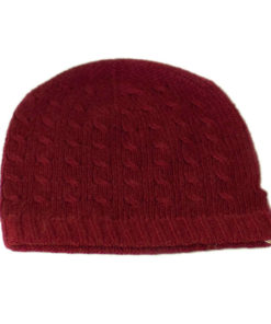 Cabled Hat - 100% Cashmere - Burgundy