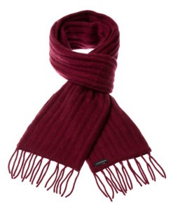 Cable Knit Scarf - 100% Cashmere - 35x180cm - Burgundy