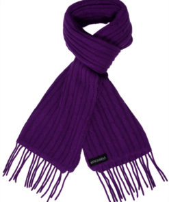Cable Knit Scarf - 100% Cashmere - 35x180cm - Royal Purple