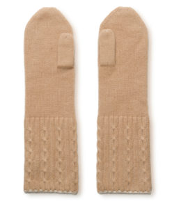 Cable Twist Mittens - 100% Cashmere - Candied Ginger mp66 / Sandshell mp76