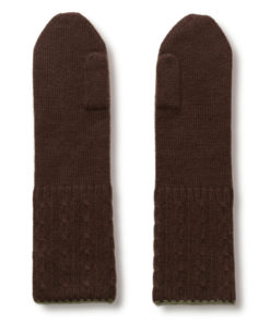Cable Twist Mittens - 100% Cashmere - Coffee Bean mp72 / Grape Leaf mp84