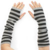 Stripey Wristwarmers - 100% Cashmere - Melange Light Grey/Melange Dark Grey