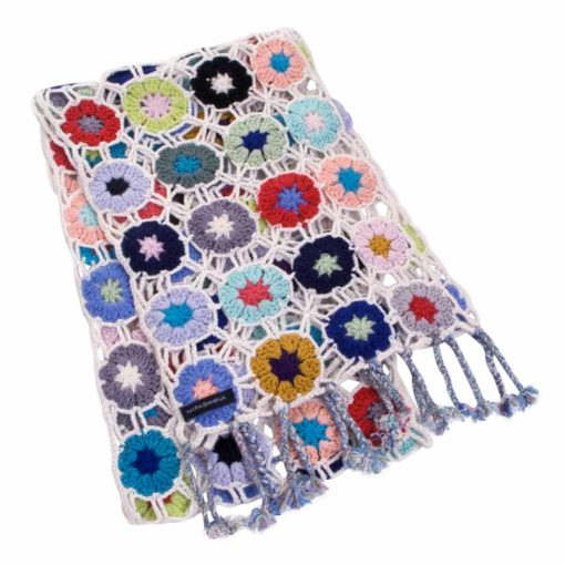 Crochet Knit Scarf - 100% Cashmere - 25x150cm - HKF228