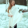 Pashmina Ring Shawl - 90x200cm - 100% Cashmere - Winter White