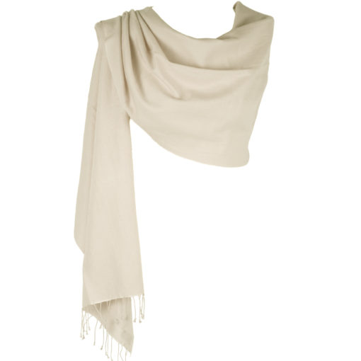 Pure Cashmere Large Scarf - Natural White