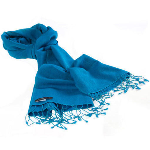 Pashmina Large Scarf - 45x200cm - 70% Cashmere/30% Silk - Brilliant Blue