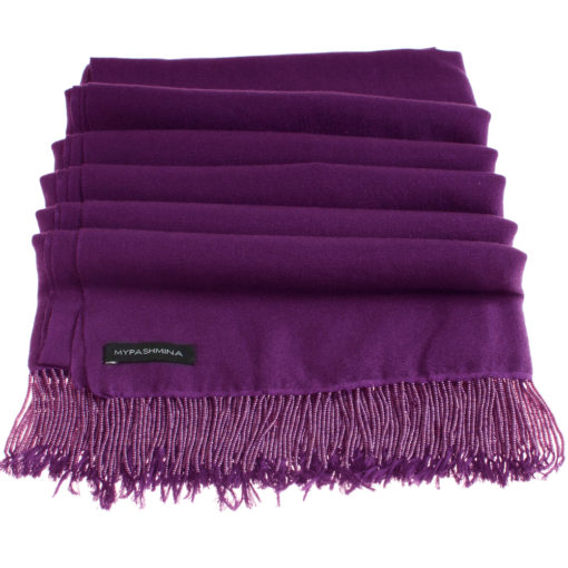 Pashmina Stole With Beaded Tassels - 70x200cm - Nightshade