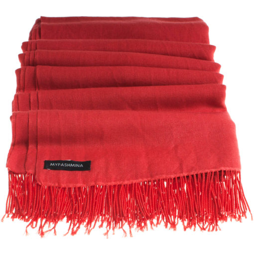 Pashmina Stole With Beaded Tassels - 70x200cm - Pompeian Red