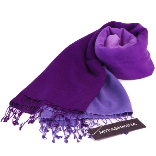 Shaded Pashmina - 70x200cm - 70%Cashmere / 30%Silk - Blackberry Cordial and Heron