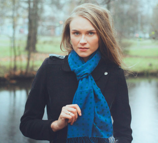 Small Spotted Scarf - 70% Cashmere / 30% Silk - 30x150cm - Dusky Lavender