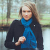 Small Spotted Scarf - 70% Cashmere / 30% Silk - 30x150cm - Navy Blue