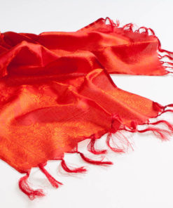 Varanasi Silk Scarf - 24x180cm - Jacquard - Red