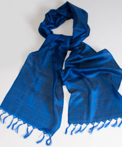 Varanasi Silk Scarf - 24x180cm - Jacquard - Blue / Black