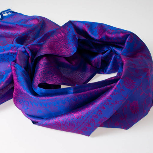 Varanasi Silk Scarf - 24x180cm - Jacquard - Purple / Pink