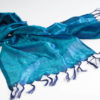 Varanasi Silk Scarf - 24x180cm - Jacquard - Blue / Turquoise