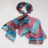 Varanasi Silk Scarf - 55x180cm - Stripey - Silver Turquoise Pink