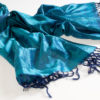 Varanasi Silk Scarf - 55x180cm - Jacquard - Blue / Turquoise