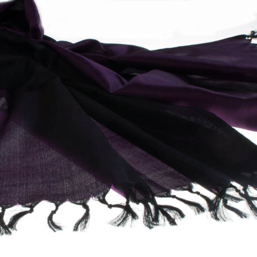 Varanasi Silk Scarf - 55x180cm - Reversible - Purple / Black