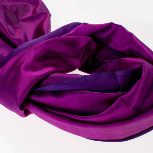 Varanasi Silk Scarf - 55x180cm - Reversible - Purple / Strong Pink