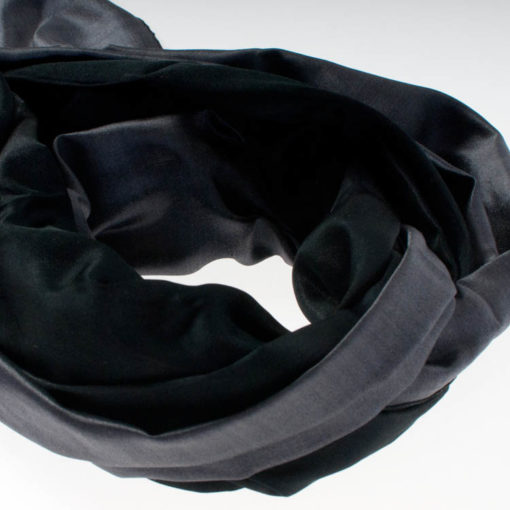 Varanasi Silk Scarf - 55x180cm - Reversible - Charcoal / Black