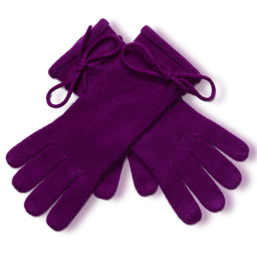 Ladies Cashmere Gloves With Wrist Tie - Grape Royale mp52