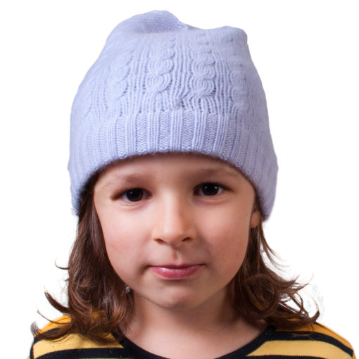 Cable Knit Hat - 4ply 100% Cashmere - Cosmic Sky - Kids