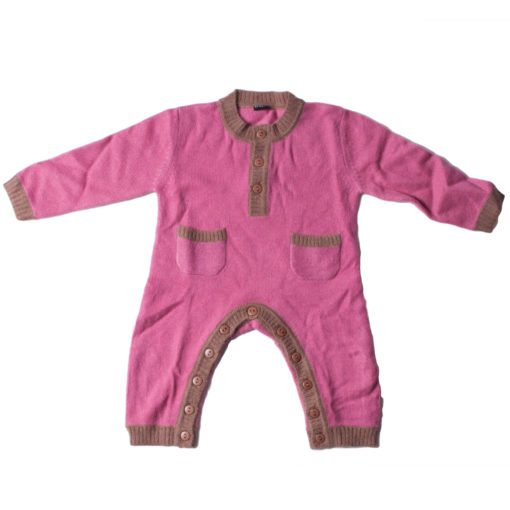 Baby Jump Suit - Pink/Brown - 62/68cm - 1-6months - 100% Cashmere