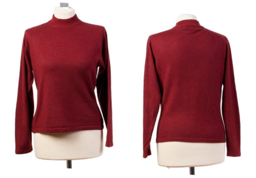 Ladies Turtle Neck - Rich Red - Small - 100% Cashmere