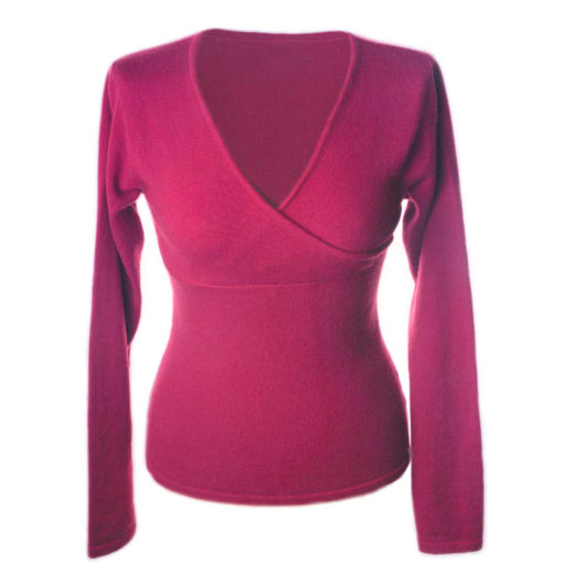 XXL - Ladies - Long Sleeve Crossover Top - Deep Orchid